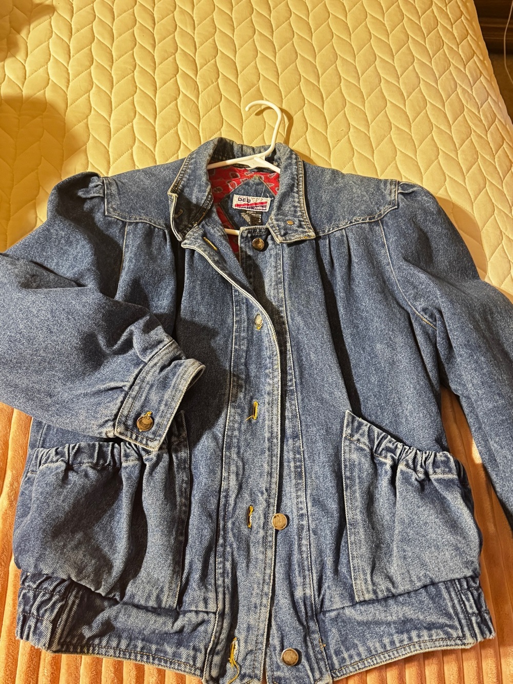 Deb vintage Blue Denim Puff-Sleeve Jean Jacket